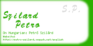 szilard petro business card